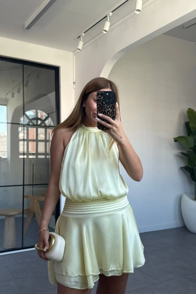 SARI MARİLYN MİNİ ELBİSE