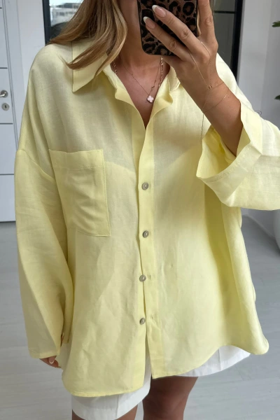 SARI SALAŞ KETEN GÖMLEK