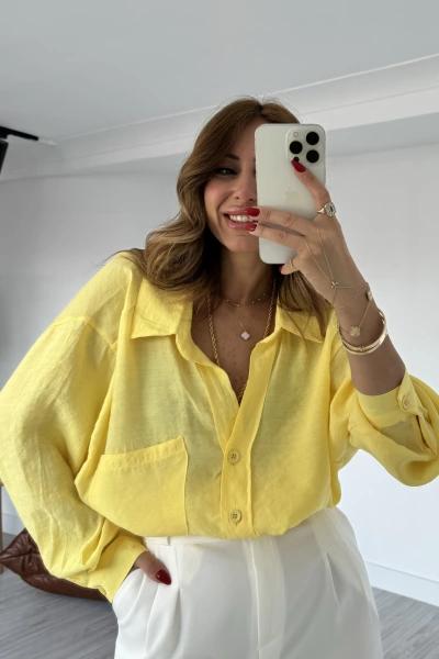 Sarı Tensel Viral Salaş Gömlek