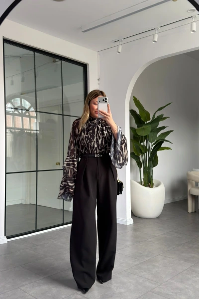 SİYAH BAĞLAMALI ŞİFON BLUZ