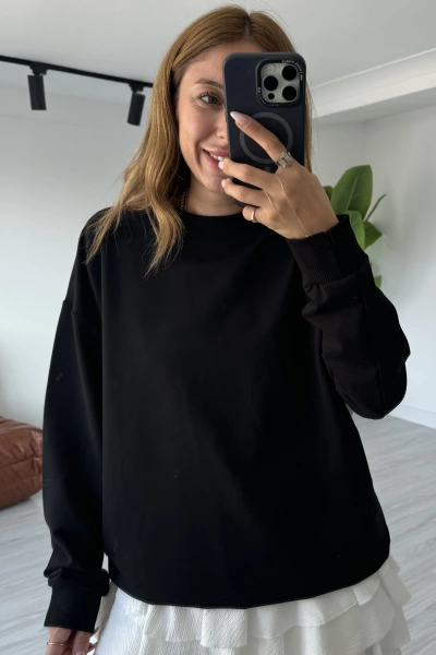 Siyah Basic Sweatshirt