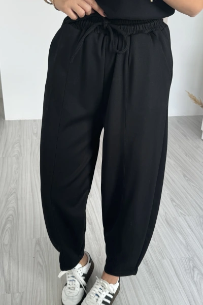 Siyah Beli Lastikli Balon Model Premium Eşofman Altı