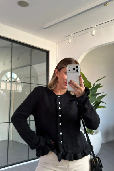 SİYAH FIRFIR DETAYLI HIRKA