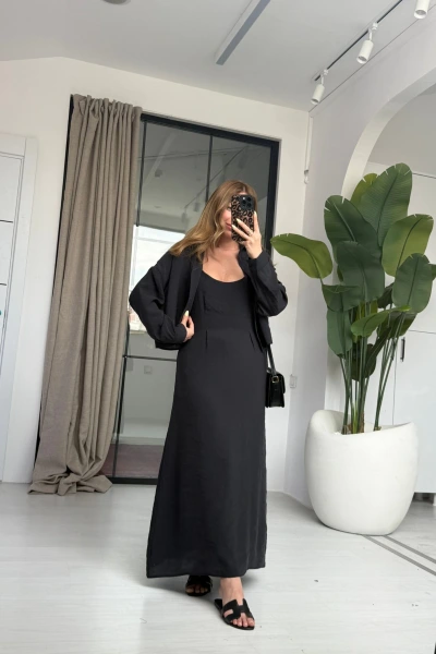 SİYAH GÖMLEK ELBİSE İKİLİ TAKIM