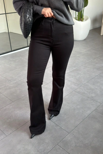 SİYAH İSPANYOL PAÇA LİKRALI PANTOLON