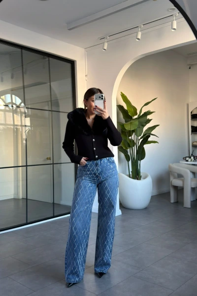 SİYAH KÜRK YAKA PREMİUM HIRKA