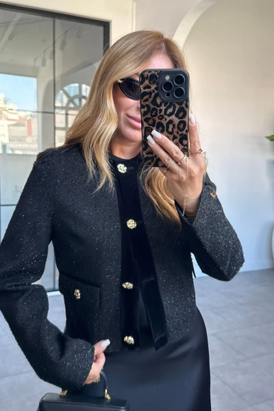 SİYAH ORİJİNAL MARKA GOLD DÜĞMELİ CEKET