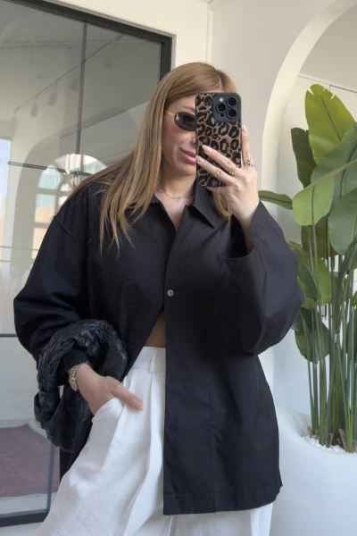 Siyah Oversize Gömlek