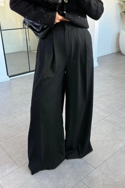SİYAH PİLİLİ PALAZZO PANTOLON