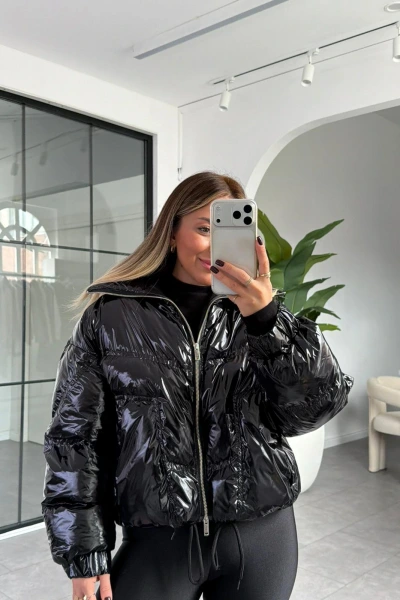 SİYAH RUGAN KISA ŞİŞME MONT