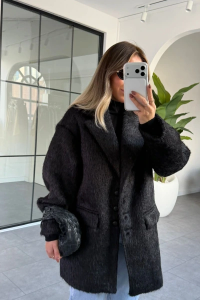 SİYAH SAKALLI KAŞE BLAZER CEKET