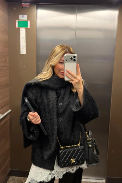 SİYAH ŞAL AKSESUARLI SAKALLI CEKET