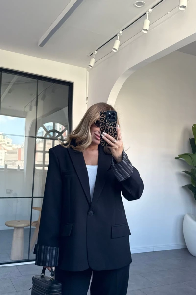 SİYAH SATEN ASTARLI CEKET