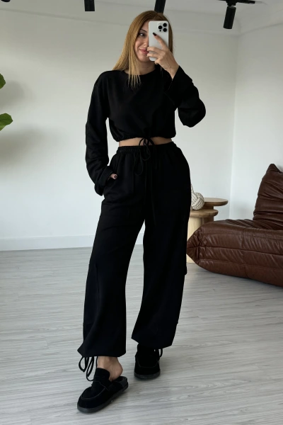 Siyah Sweat Jogger Takım