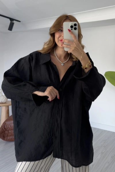 Siyah Tensel Viral Salaş Gömlek