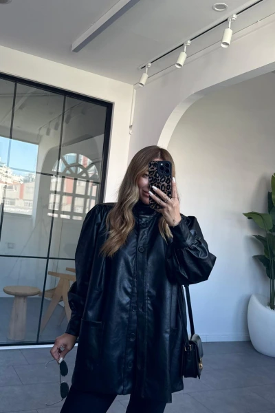 SİYAH VİNTAGE DERİ CEKET