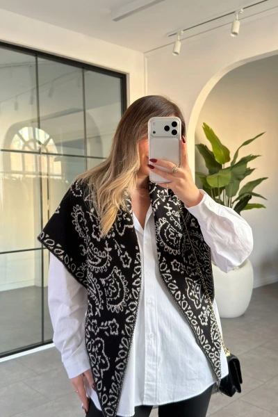 SİYAH VİZON YUMUŞAK DOKULU ÜÇGEN ŞAL