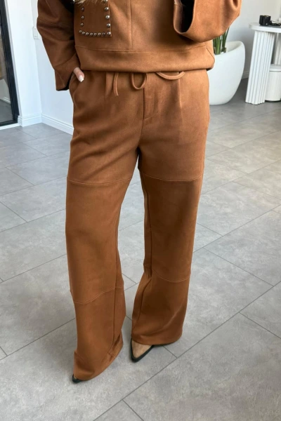 TABA BELİ KUŞAKLI SÜET PANTOLON