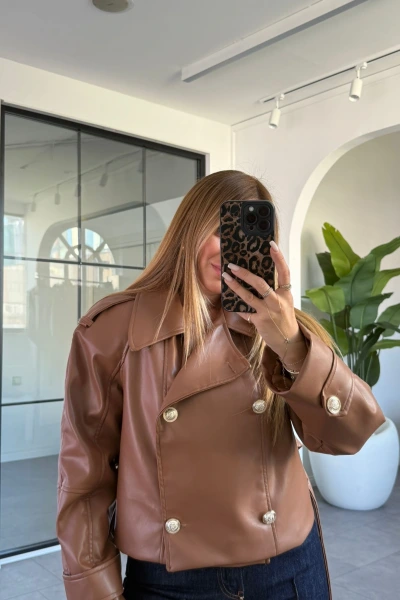 TABA CROP DERİ CEKET