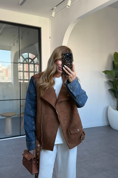 TABA KOLLARI KOT DETAYLI SÜET CEKET