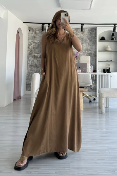 Taba Lastik Askılı Elbise