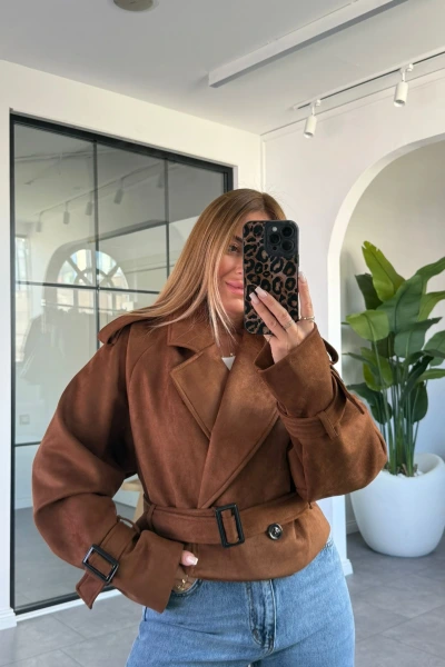 TABA SÜET KISA TRENÇKOT