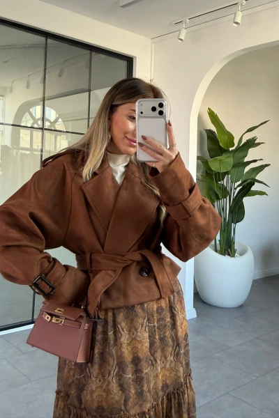 TABA SÜET KISA TRENÇKOT