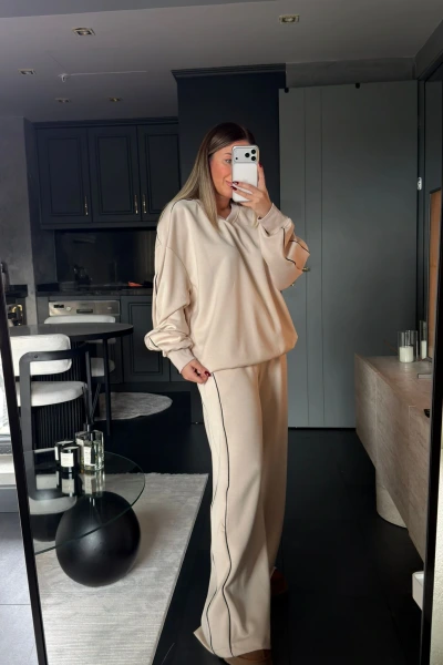 TAŞ ÇİFT ŞERİT DETAYLI MODAL TAKIM