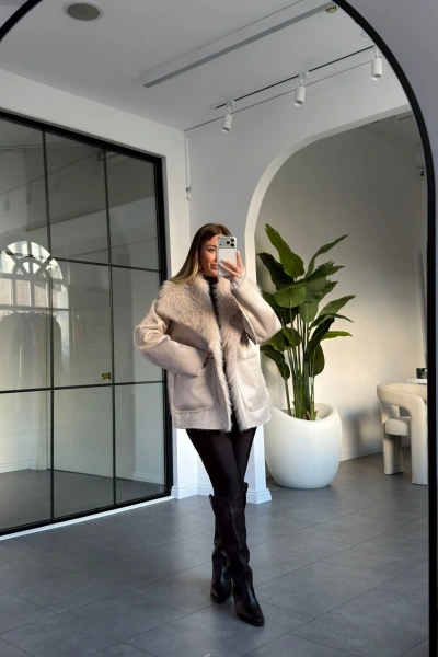 TAŞ ÇİFT TARAFLI TASARIM KÜRK MONT