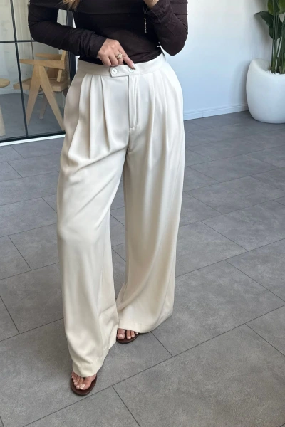 TAŞ İKİ DÜĞMELİ DÖKÜMLÜ PALAZZO PANTOLON