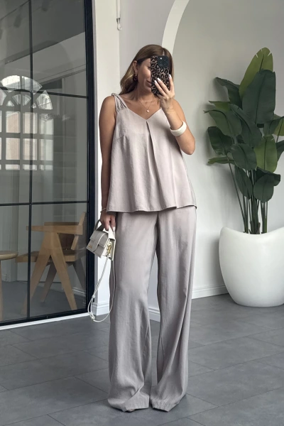 TAŞ KALIN ASKILI TENSEL PANTOLON TAKIM