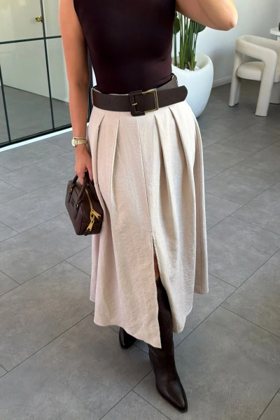 TAŞ KEMERLİ İNCE SÜET ETEK