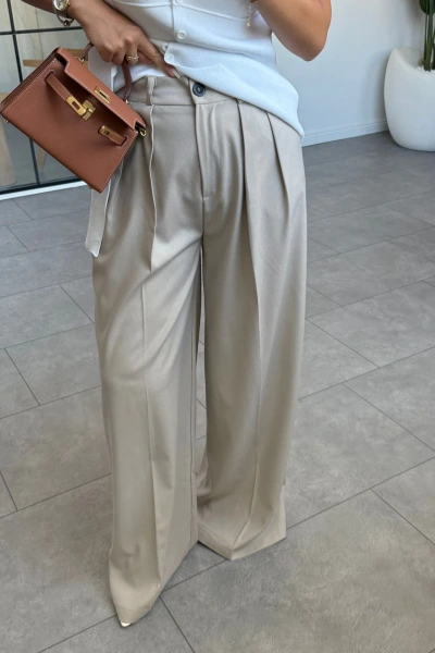 TAŞ KEMERLİ PİLİLİ PALAZZO PANTOLON