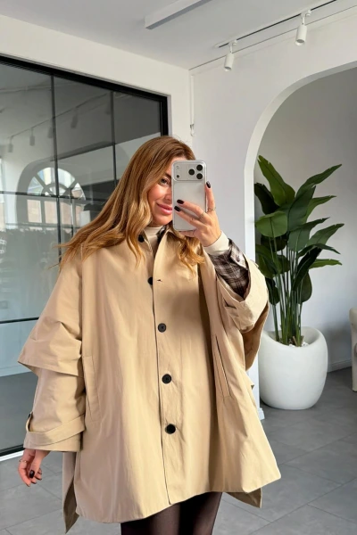 TAŞ KOL DETAYLI SALAŞ TRENÇKOT