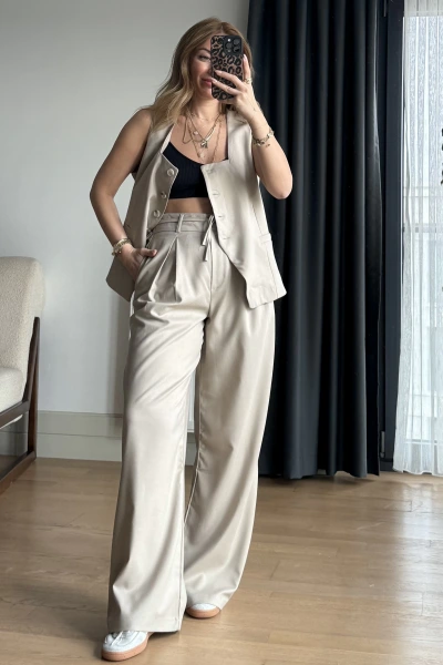 Taş Marka Model Arkası Bağlamalı Yelek Takım