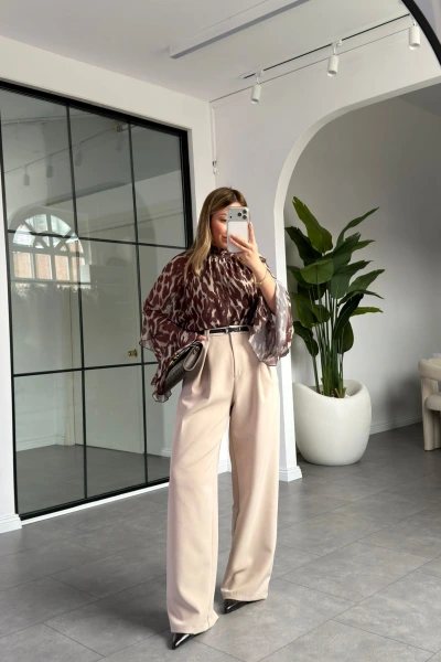 TAŞ PİLELİ İÇTEN PERVAZLI PANTOLON