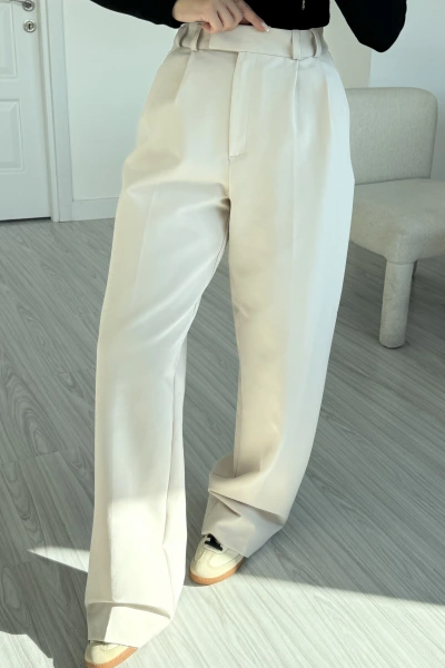 Taş Premium Kalite Yüksek Bel Pileli Pantolon