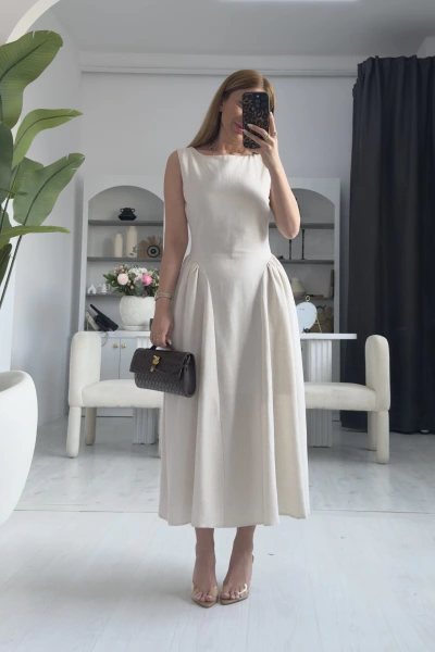 Taş Tasarım Keten Elbise