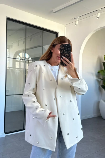 EKRU ZIMBA DETAYLI CEKET