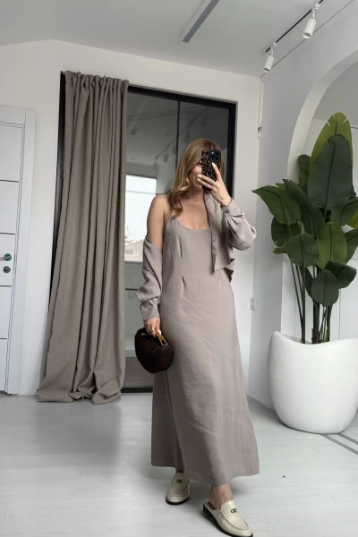 VİZON GÖMLEK ELBİSE İKİLİ TAKIM