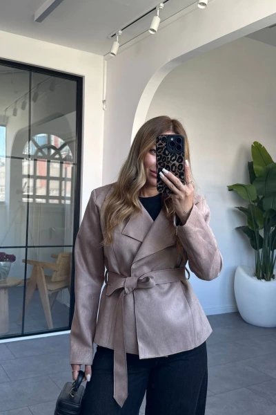 VİZON KRUVAZE YAKA SÜET CEKET