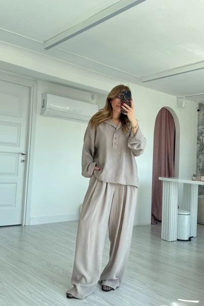 Vizon Polo Yaka Bluz Pantolon Takım