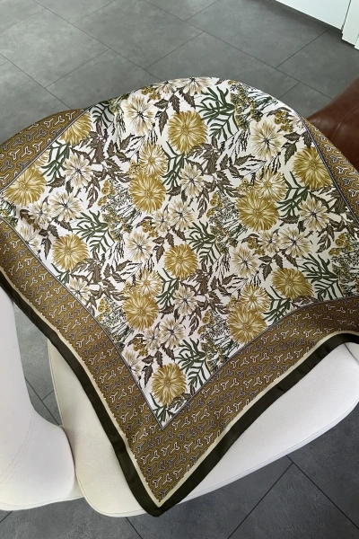 YEŞİL ÇİÇEK DESEN ŞAL