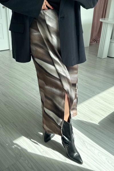 Yeşil Empirme Saten Beli Lastikli Etek