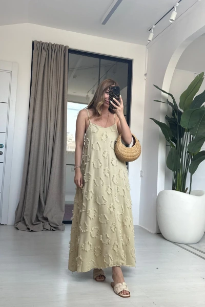 YEŞİL PÜSKÜL ELBİSE