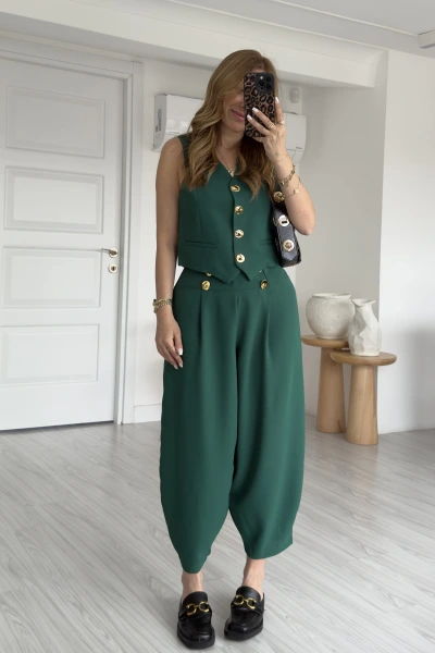 Zümrüt Gold Düğmeli Şalvar Model Takım
