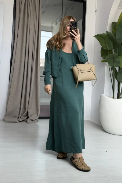 ZÜMRÜT GÖMLEK ELBİSE İKİLİ TAKIM