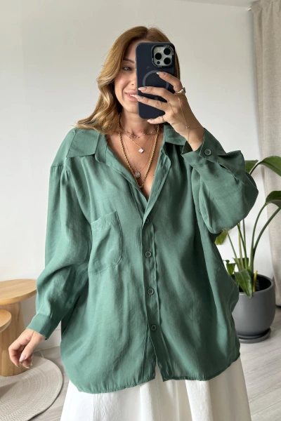 Zümrüt Tensel Viral Salaş Gömlek