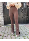 Kahverengi Yan Yırtmaçlı Pantolon