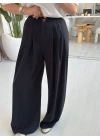 Siyah Beli Lastikli Palazzo Pantalon
